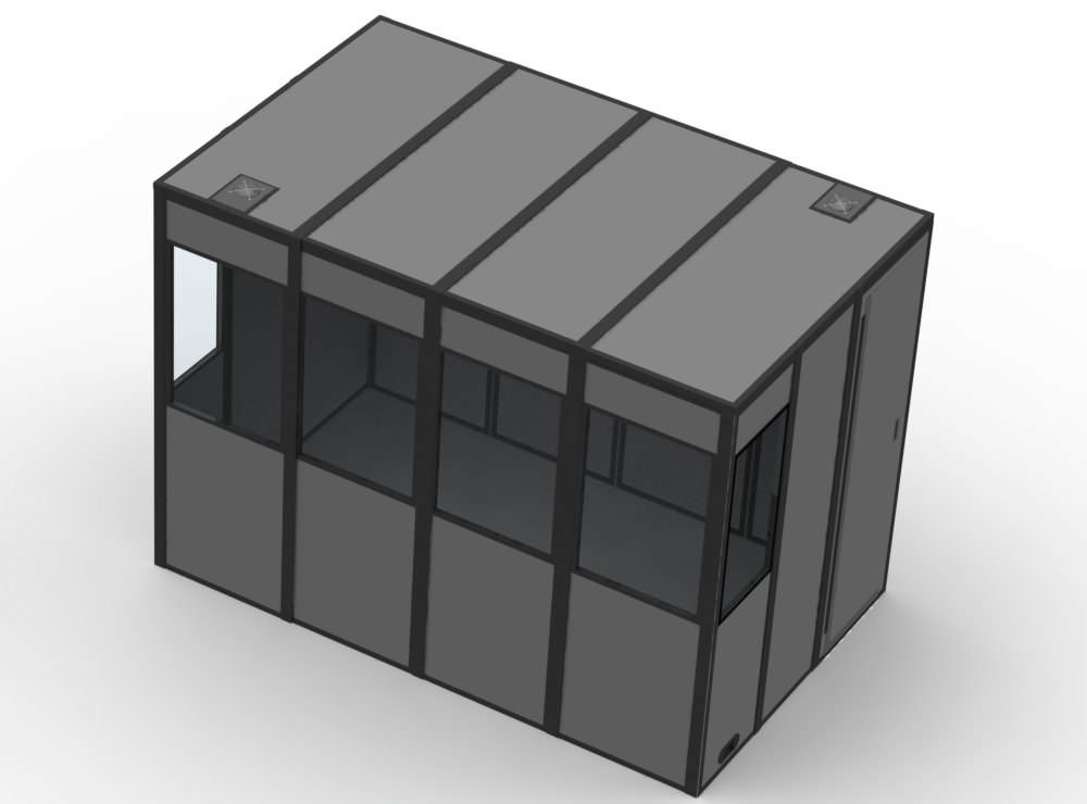 An illustration of a brandable l-18 sound isolation booth.