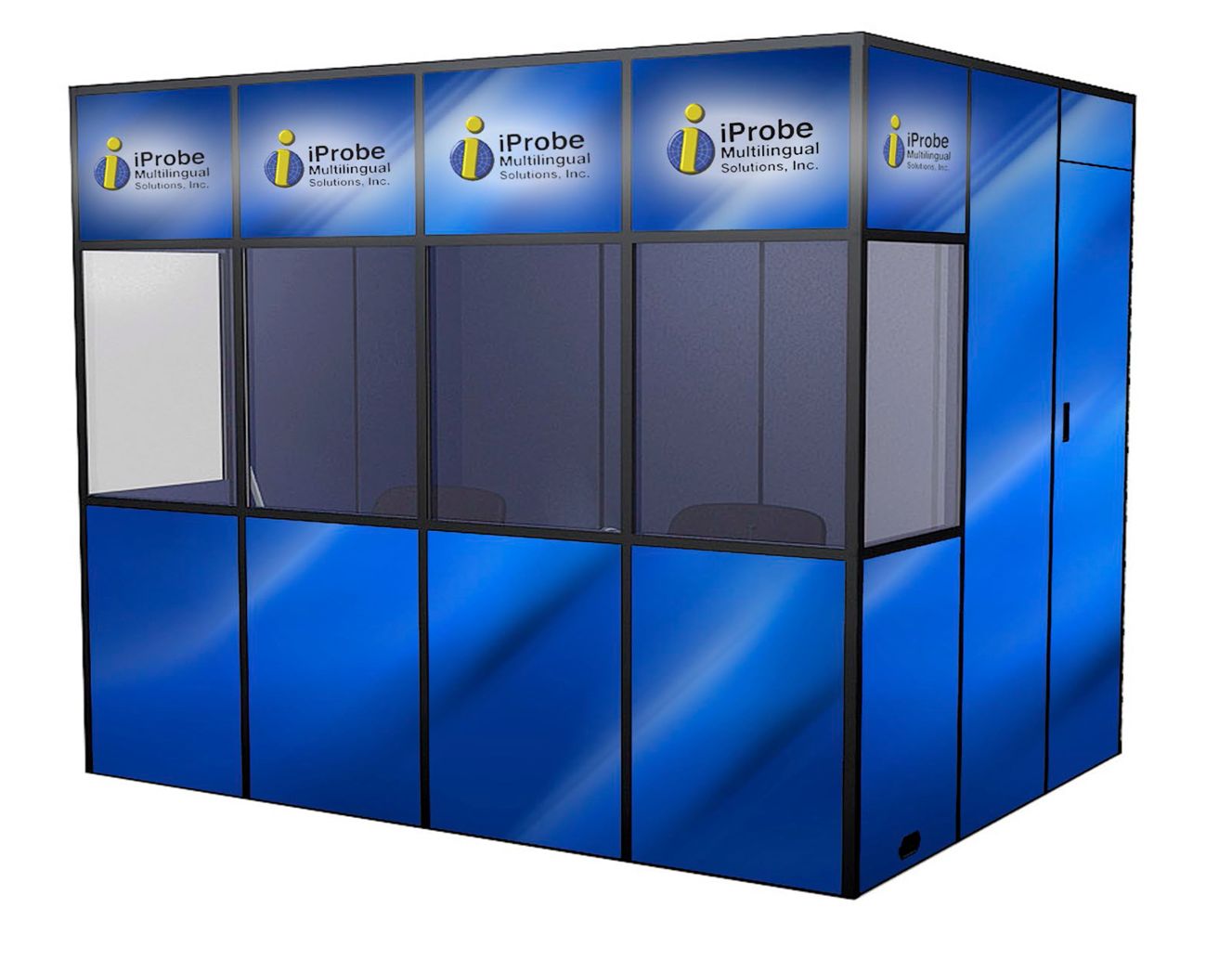 an illustration of a branded extra large podcast booth
