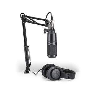 an illustration of a podcast microphone and headphones