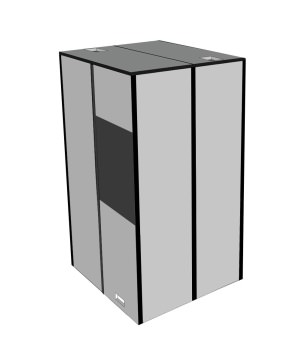 a sketch of the TL-10 phone booth showing the door